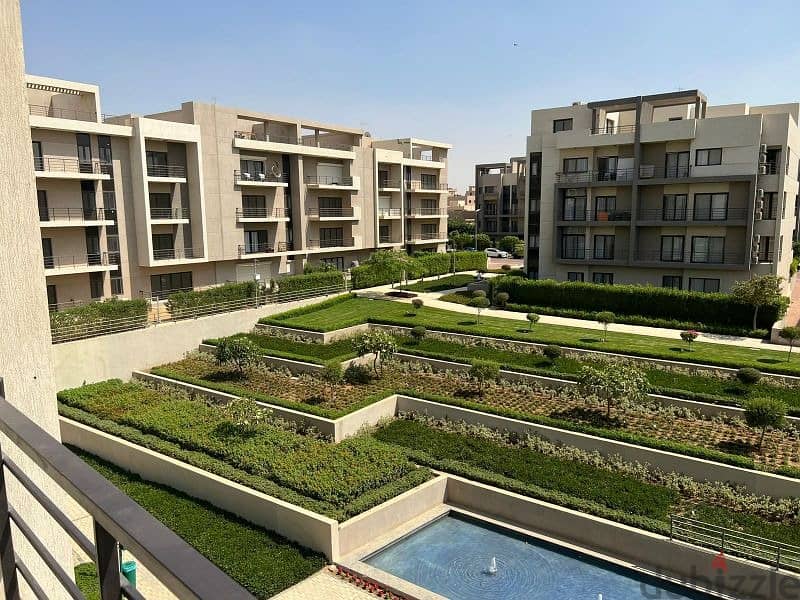Apartment with garden for sale, 170 sqm, fully finished, delivary after one year view landscape in installments, in Fifth Square compound Al Marasem 7