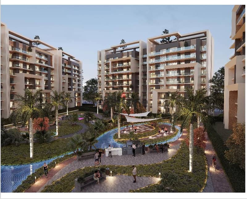 Apartment with the lowest down payment and the longest payment plan of up to 10 years for sale in the new Capital in City Oval compound 10