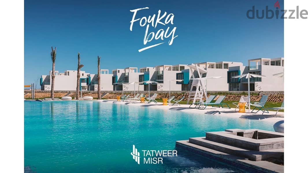 In installments over 10 years in Fouka Bay, Tatweer Misr, I own a 95-meter chalet with a panoramic view over the lagoon, with only 5% down payment. 1