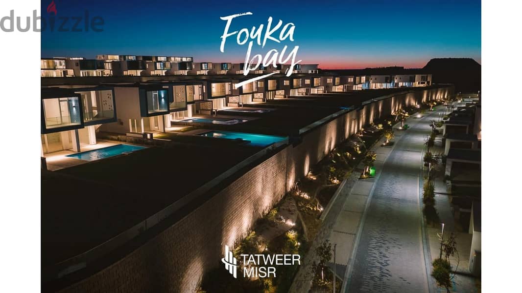 In installments over 10 years in Fouka Bay, Tatweer Misr, I own a 95-meter chalet with a panoramic view over the lagoon, with only 5% down payment. 3