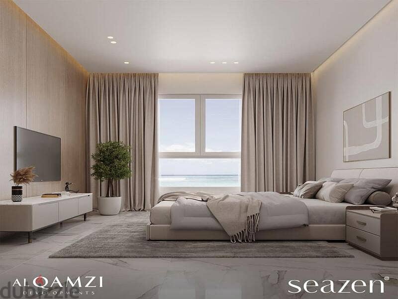 Chalet for sale in Seazen, North Coast, Sidi Abdel Rahman First row directly on the lagoon With only 10% DP | Fully finished with kitchen and  AC 16