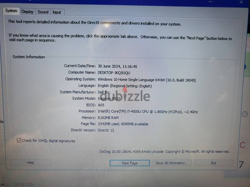 Dell Lap core i7,8G RAM,920 GB,TOUCH SCREEN 15.4,4500U CPU SYS 64bit 13