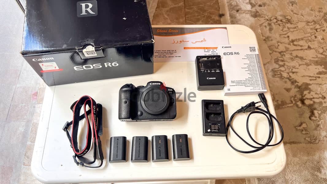 Canon R6 with 4 batteries and Smallrig cage 1