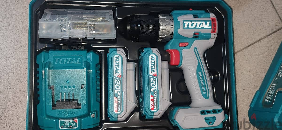 شنيور بطارية توتال دقاق 20 فولت 60 نيوتن براشلس Total battery drill 2 4