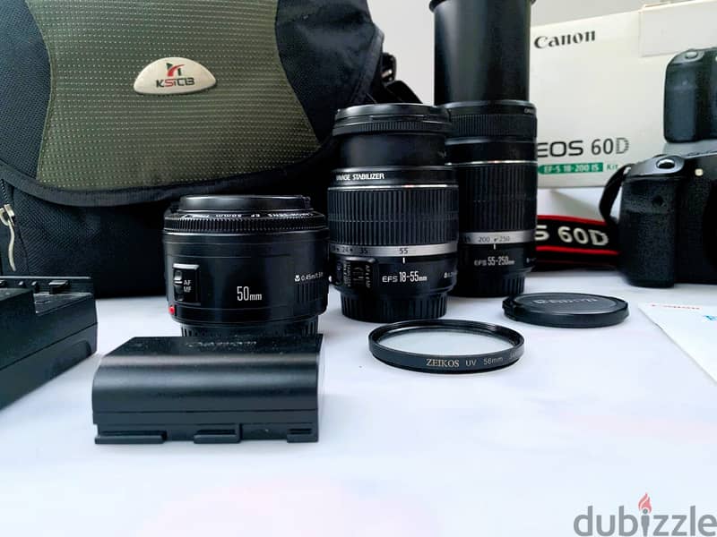 Canon 60D Camera كاميرا كانون و طقم عدسات شاشة 360 زيرو وارد الخارج 1
