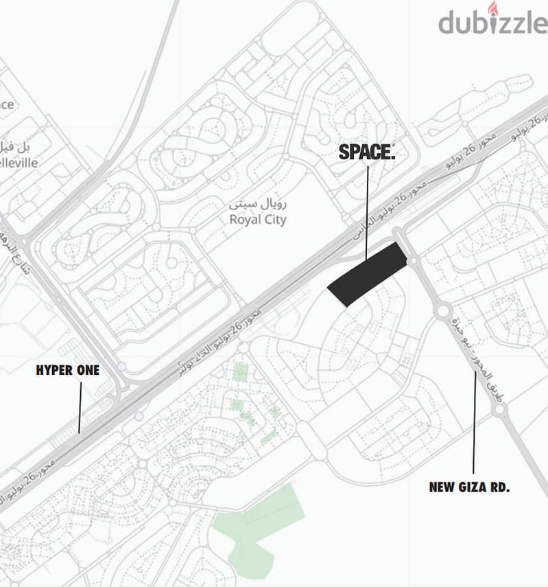 محل يصلح لمطعم وكافيه في الشيخ زايد على المحور مباشرة في سبيس Space مول 4