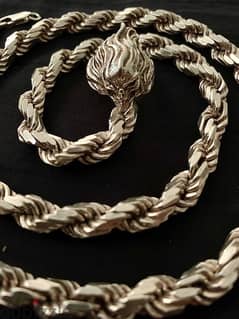 925 Sterling Silver Diamond Cut Rope Chain 0