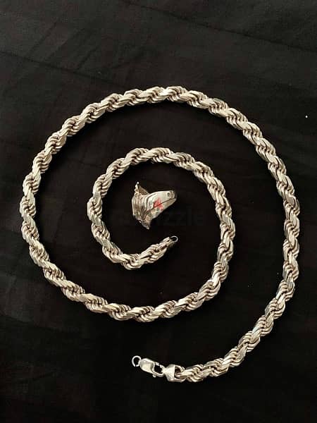 925 Sterling Silver Diamond Cut Rope Chain 1