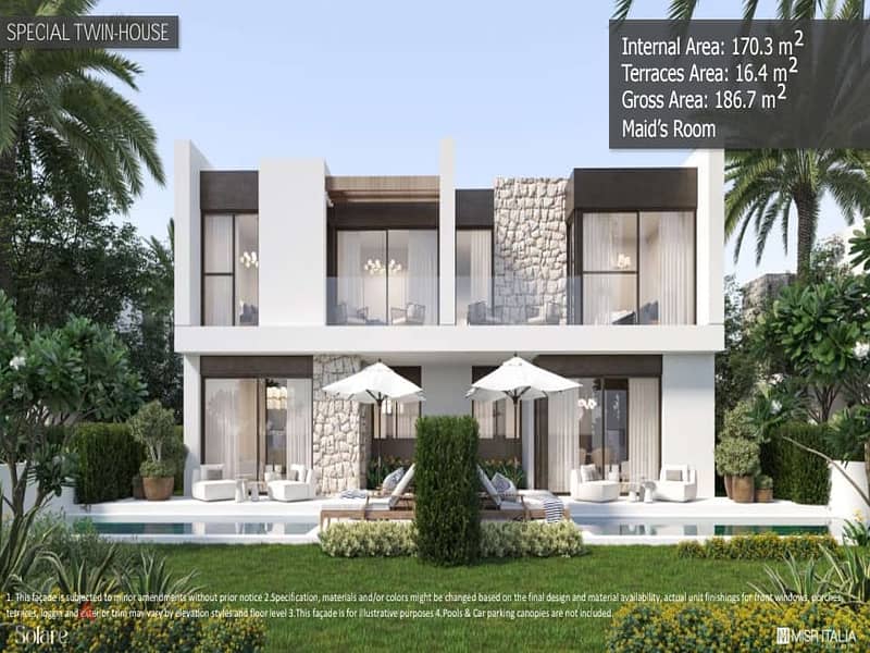 Special Standalone Villa 208m for sale in Solare village North Coast Fully Finished and Sea View in kilo 199 near to hacienda bay and fouka road 9