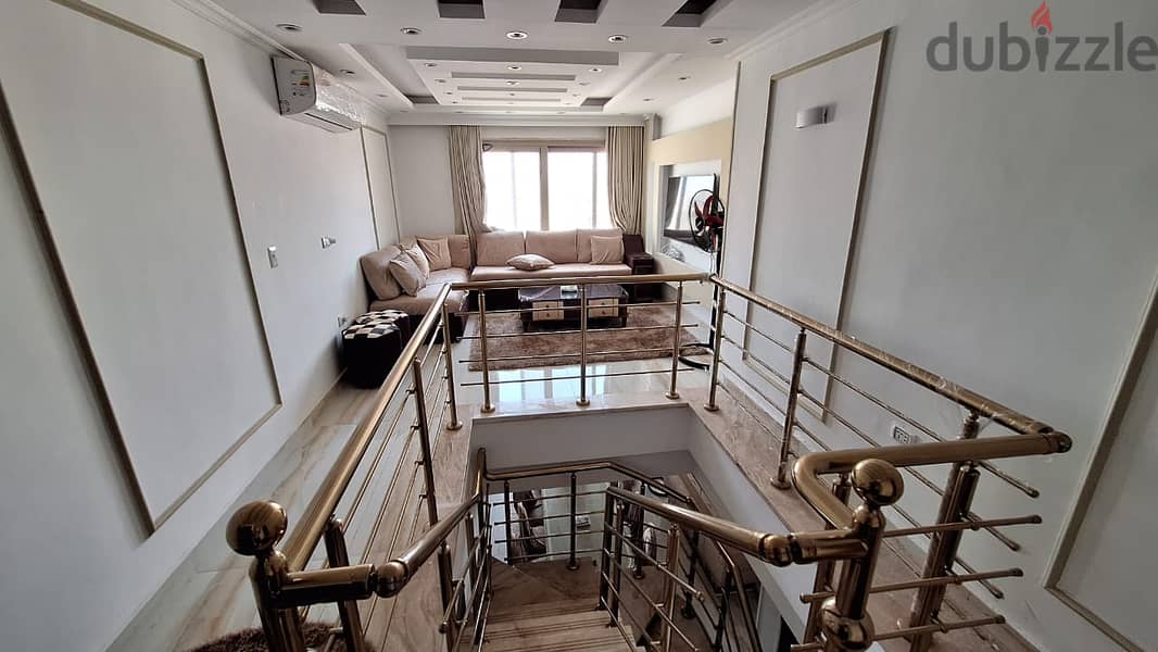 furnished penthouse with privte BooL for rent in compound galeria moon valley 5