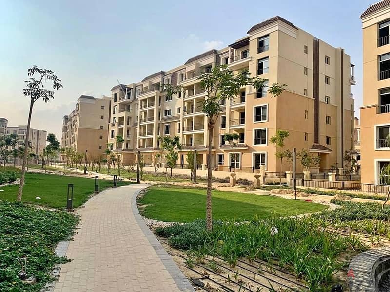 A luxury apartment for sale at a 42% discount, with the best division and a distinctive view, inside Sarai Compound, minutes away from the Fi 5