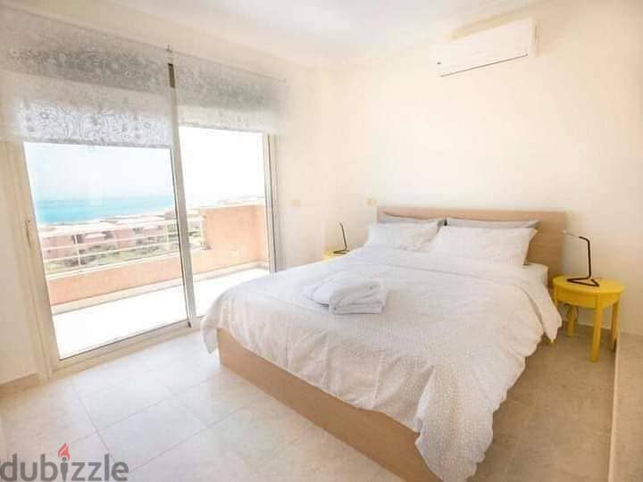 For sale3-rooms chalet a prime location in Telal Sokhna, sea view, 5% DP, installments over 8 years, fully finished, Ultra Superlux ,near Porto Sokhna 1