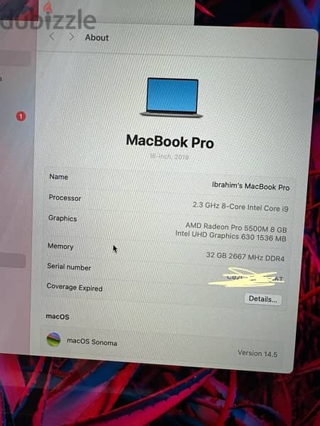 Macbook Pro 16 inch i9 2020 / 32G / 1TB/ 8G GPU 5