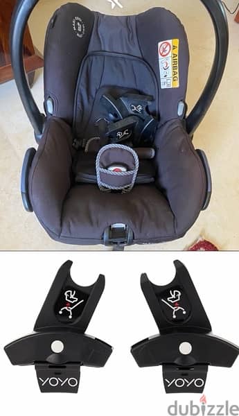Maxi Cosi baby car seat for sale (+adapters) 2