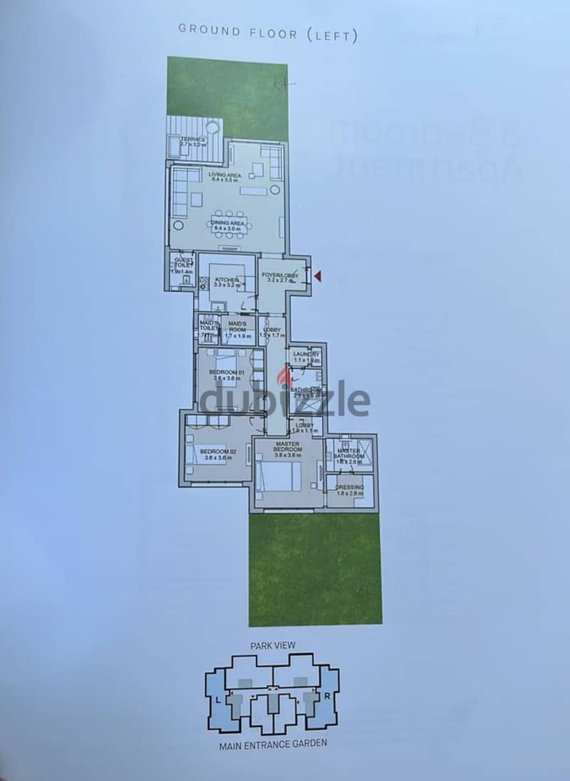 Hyde Park  New Cairo    cluster : Garden Residence    Very Prime location      Apartment for sale    bua: 191m²   front Garden: 40m²   Back Ga 7