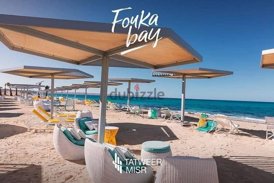 3-room chalet with garden for sale in Fouka Bay North Coast with a 10% discount in installments over 10 years, first row on Crystal Lagoon Fouka Bay N 13