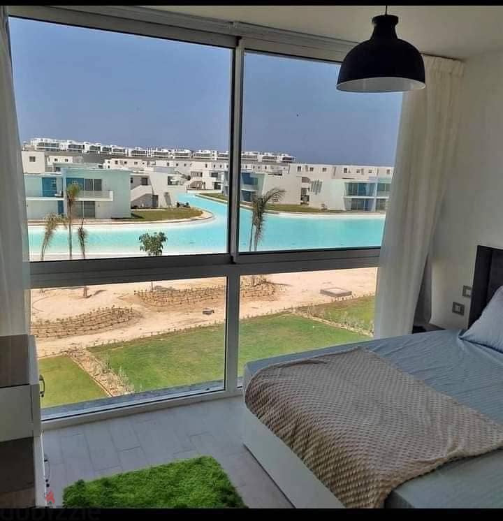 3-room chalet with garden for sale in Fouka Bay North Coast with a 10% discount in installments over 10 years, first row on Crystal Lagoon Fouka Bay N 14
