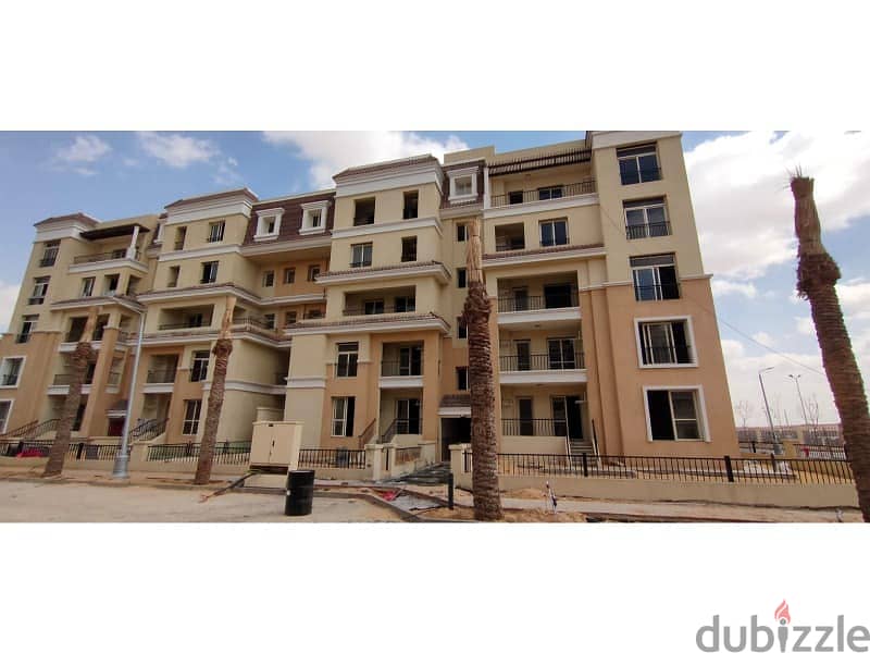 For sale, two-room apartment, 110 square meters, 8 years installments, in Sarai Compound, in front of Madinaty 1