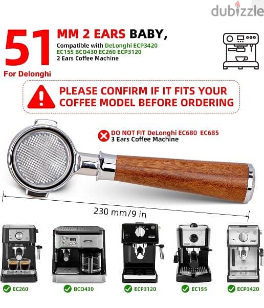 51mm Bottomless Portafilter 2 Ears for delonghi coffee machine frm USA 3