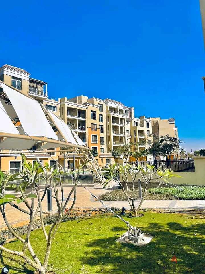 بخصم42% شقة بجاردن خاصة للبيع 3غرف في كمبوند سراي sarai سور بسور مع مدينتي 10