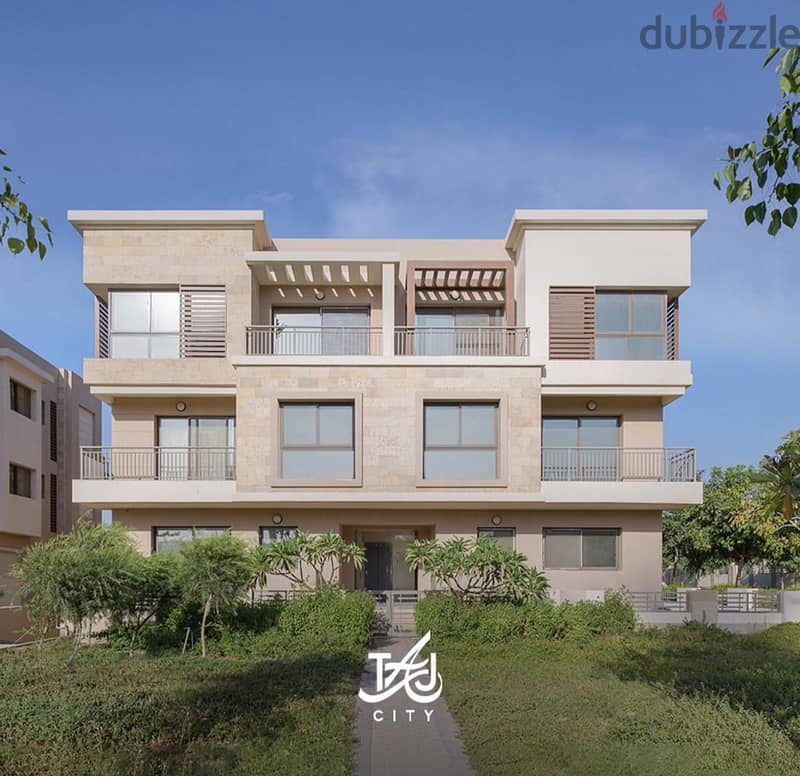 For sale, 155 sqm villa in Taj City, directly in front of the airport in the First Settlement and in front of Al-Rehab 4