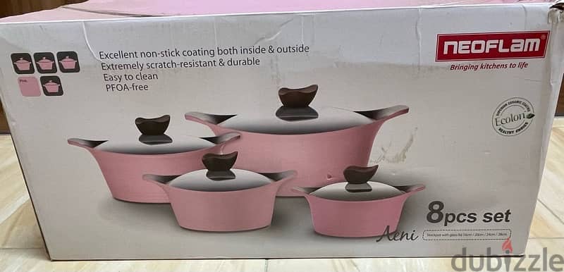Neoflam Aneni Korean cookware pink (Stockpot with glass lid ) 3