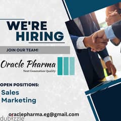 Oracle Pharma is Looking for Sales and Marketing specialists!