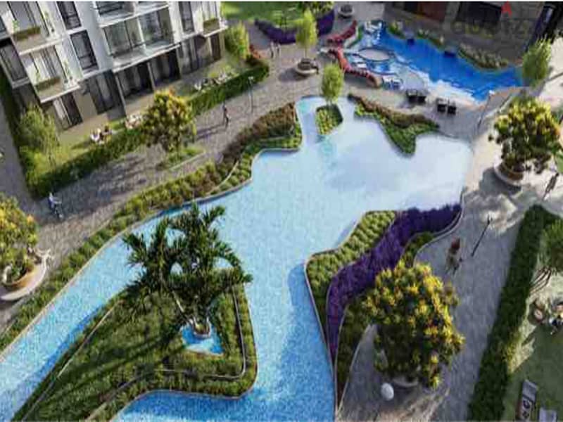 Apartment with garden for sale in Fifth Settlement, Golden Square, in icon Compound, with only 15% down payment 30% cash DIS |  view of the landscape 7