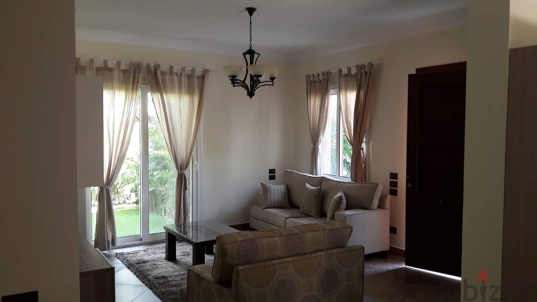 For Rent Furnished Apartment With Garden in Compound Lake View 2