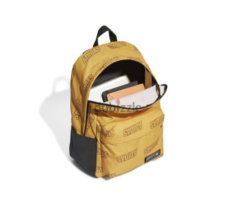 حقيبة اديدس  ADIDAS  Classic Brand Love Graphic Print Backpack- Yellow 3