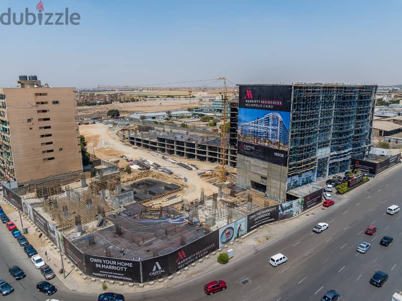I own a fully finished apartment with air conditioners in the Marriott Residence Towers on Suez Road, directly in installments. 1