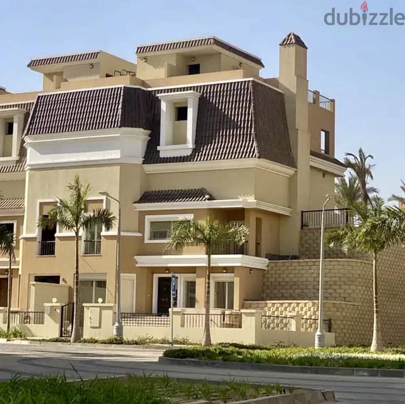 S villa for sale in Sarai Compound, New Cairo, corner 239 m, on the Suez Road directly next to Madinaty and Mountain View, 120% discount installments 2