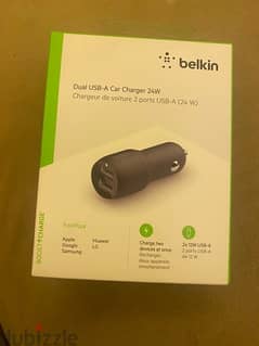 Belkin  car charger 2 USB port total 24 w