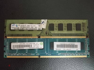 قطعتين رام ddr3 كل قطعة 2 جيجا