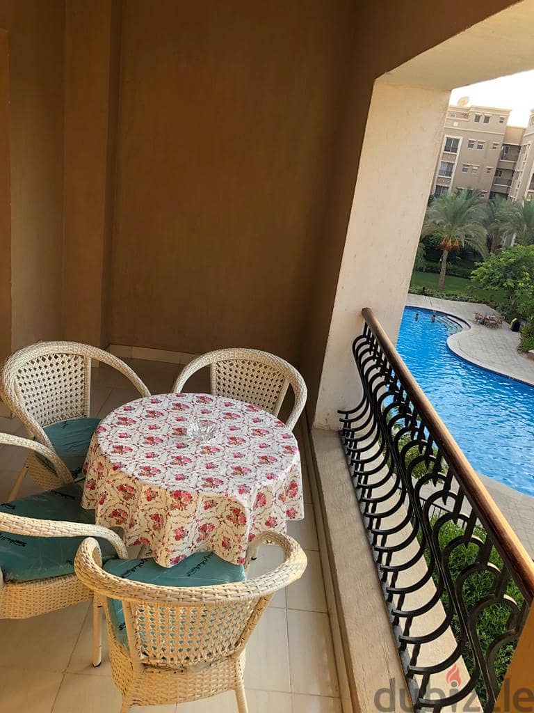 For Rent Furnished Apartment View Swimming Pool in Katameya Plaza 3