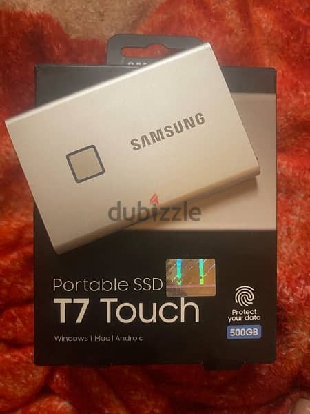 portable SSD T7 Touch (Fingerprint) 500gb used like new 0