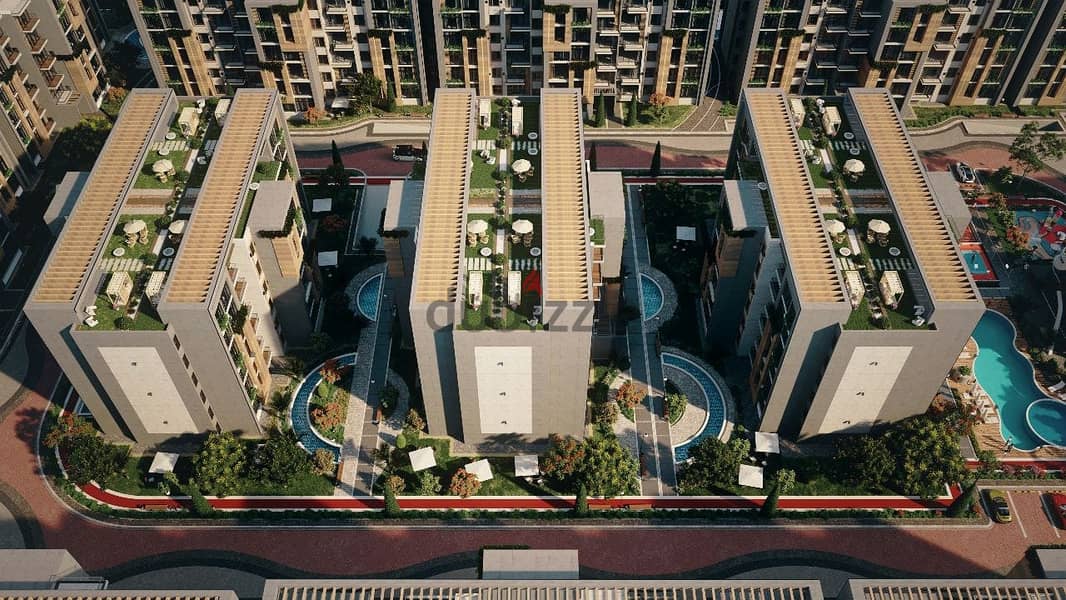 With a 10% discount own a studio in a private garden in equal installments systems with a10% down payment in Valencia Compound in the Fifth Settlement 3