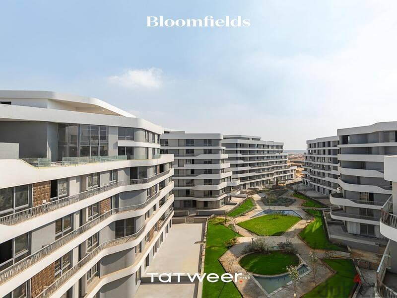 شقة دور ارضي للبيع بمقدم وتقسيط في كمبوند بلوم فيلدز Bloomfields 6