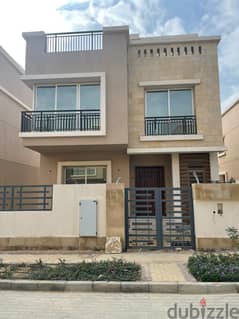 Villa for sale with garden, in installments, on a very special view, on the landscape, in front of Cairo Airport, in the Taj City compound.
