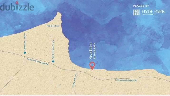 Chalet 100m for sale in Seashore by Hydepark in Ras El Hekma , North Coast -Fully Finished ( Seaview )5% D. P 5