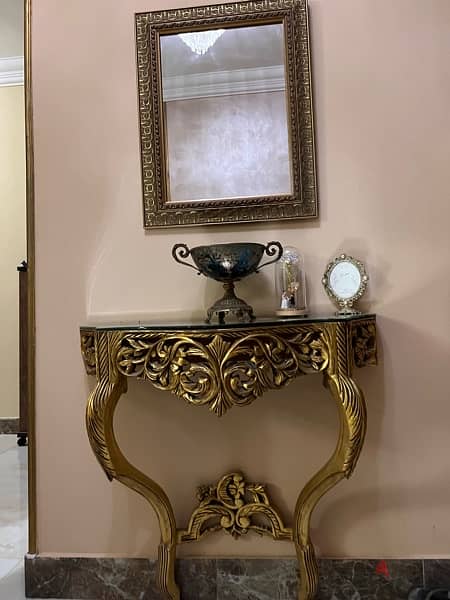 كونسول مع مراية مدهب console with mirror 0