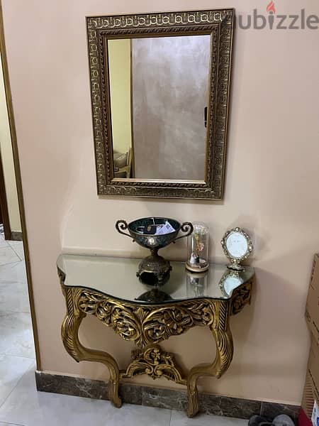 كونسول مع مراية مدهب console with mirror 1