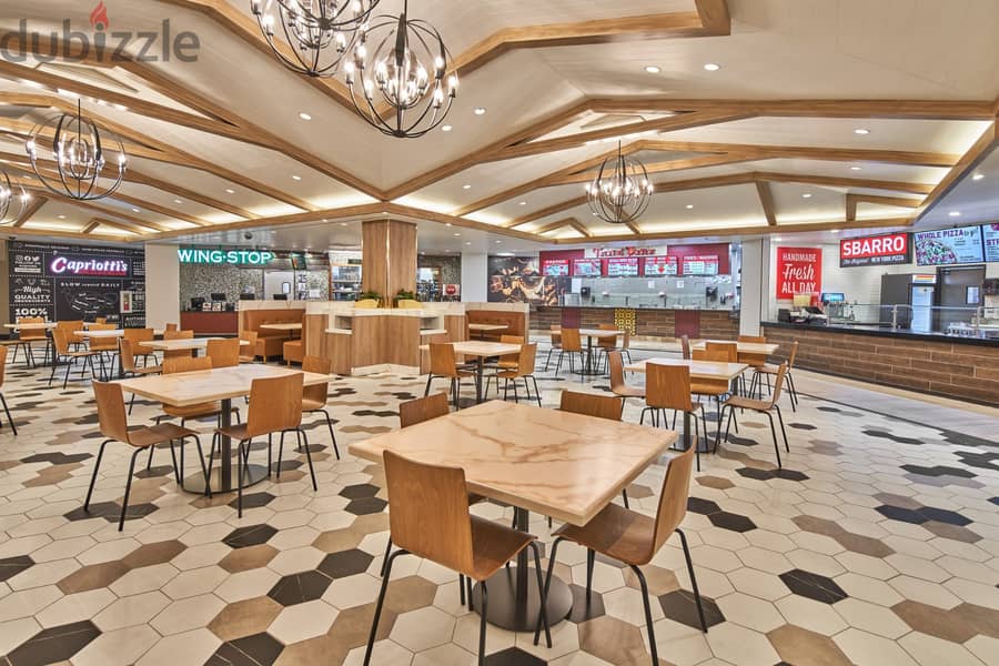 A food court restaurant with an 11-year installment and 11% discount, first row on the western axis, in front of two hospitals and next to the banking 8