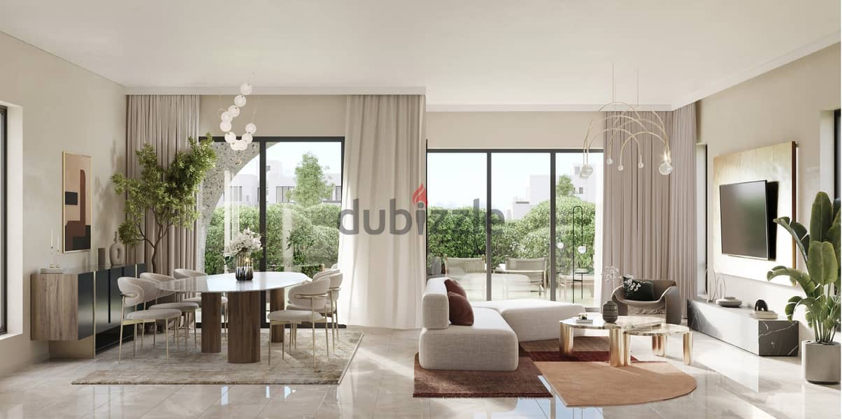 A two-bedroom apartment, finished, with a view on Mazar Mubasher Garden and Lagoon, with a 5% discount in installments 9