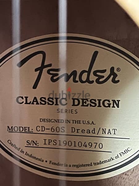 Fender CD-60S like new + D'addario Strings 1