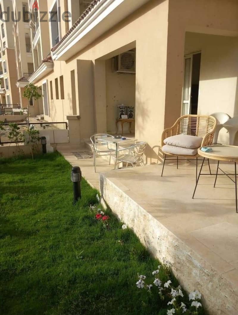 For sale, an apartment with a garden in Sarai Compound, next to Madinaty, in the heart of New Cairo, cash discount (up to 42%) 1
