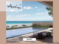 First row lagoon chalet, finished, with air conditioners, in Azha, Ras El Hekma, North Coast, with facilities over 8 years, AZHA NORTH COAST