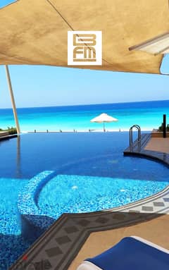 Beachfront villa for rent in Marassi with an infinity pool unparalleled double view villa فيلا صف أول على البحر في مراسي بحمام سباحة خاص على البحر