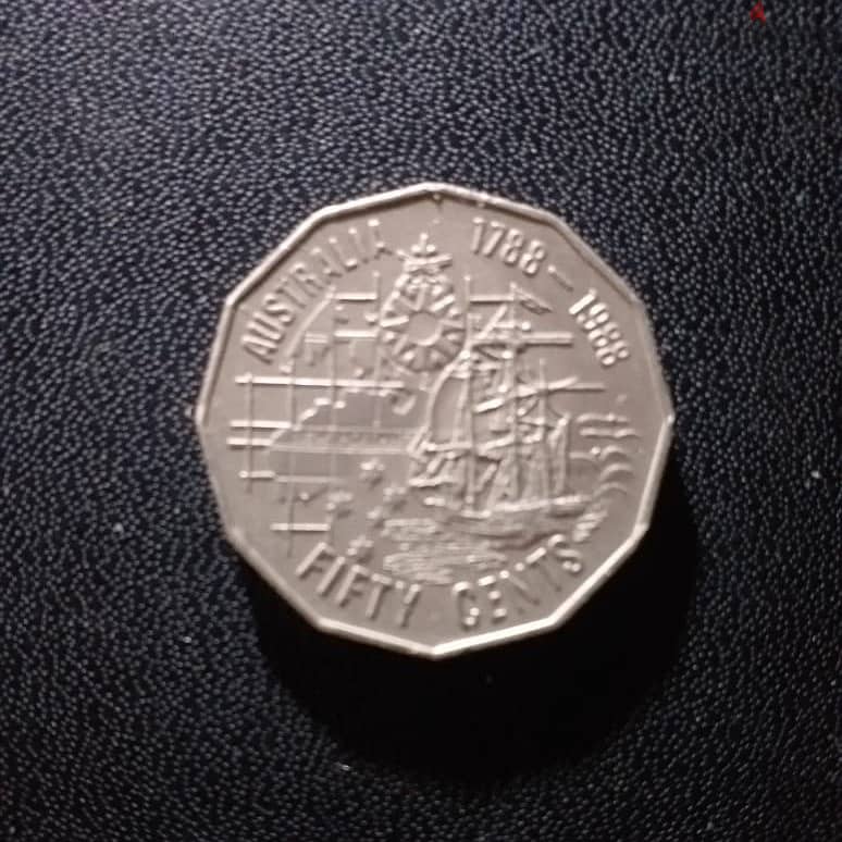 1988 Australian 50 Cents First Fleet Bicentennial Commemorative Coin 0