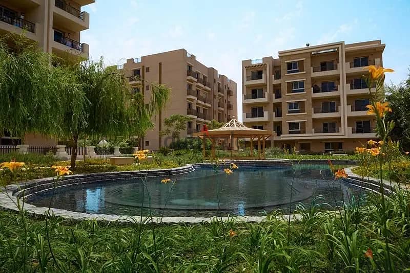 Apartment 162 meters with large garden in a very special location in a high-end compound in New Cairo directly in front of Cairo Airport in Taj City 2